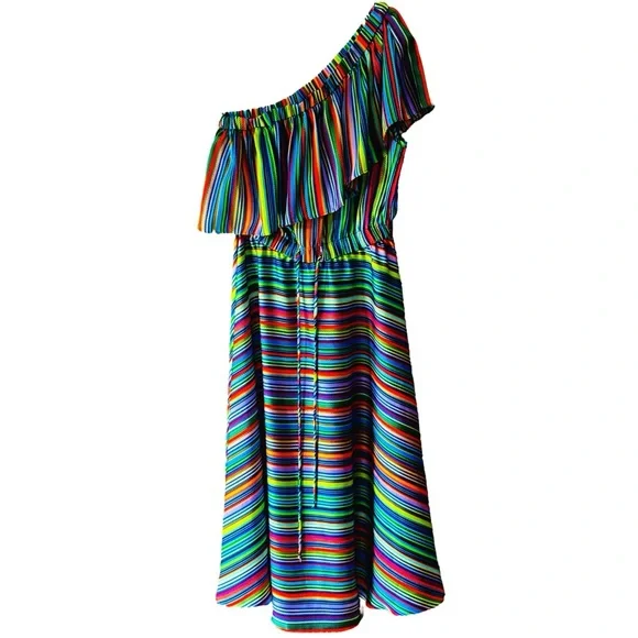 Milly Multicolored One Shoulder May Dress Size Small - Picture 1 of 11